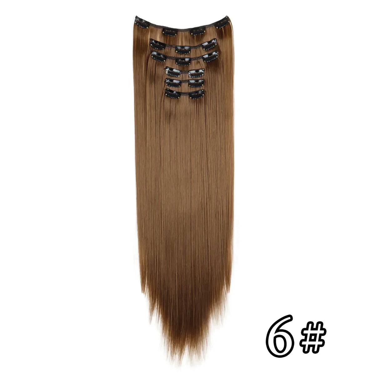 Hair Extensions 24"/60cm 6pcs/set Women Long Straight Synthetic Full Head Clip 16 Clips Black, Blonde, Ombre Heat Resistant Fiber Hair