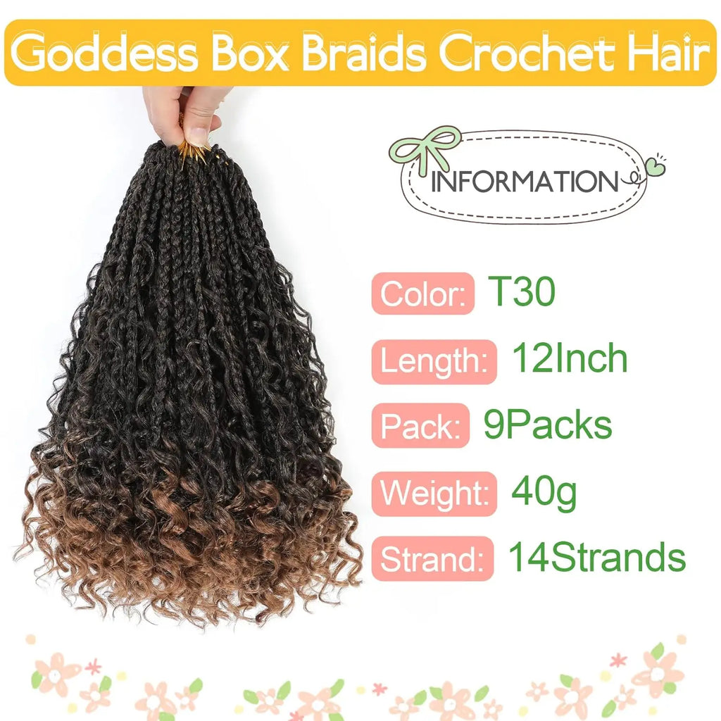 Synthetic Goddess Box Braids Crochet Hair For Black Women Box Braids with Curly Ends