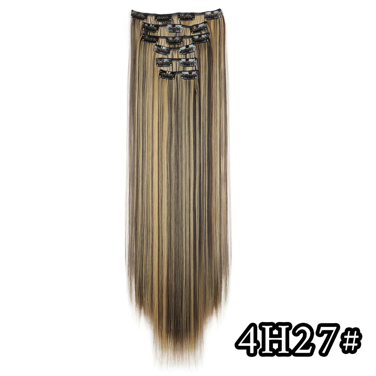 Hair Extensions 24"/60cm 6pcs/set Women Long Straight Synthetic Full Head Clip 16 Clips Black, Blonde, Ombre Heat Resistant Fiber Hair