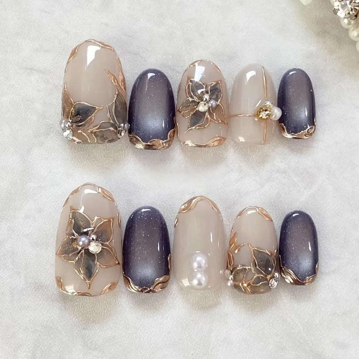 24pcs Glitter Cat Eye Fake Nails & More (25 Options) (C)