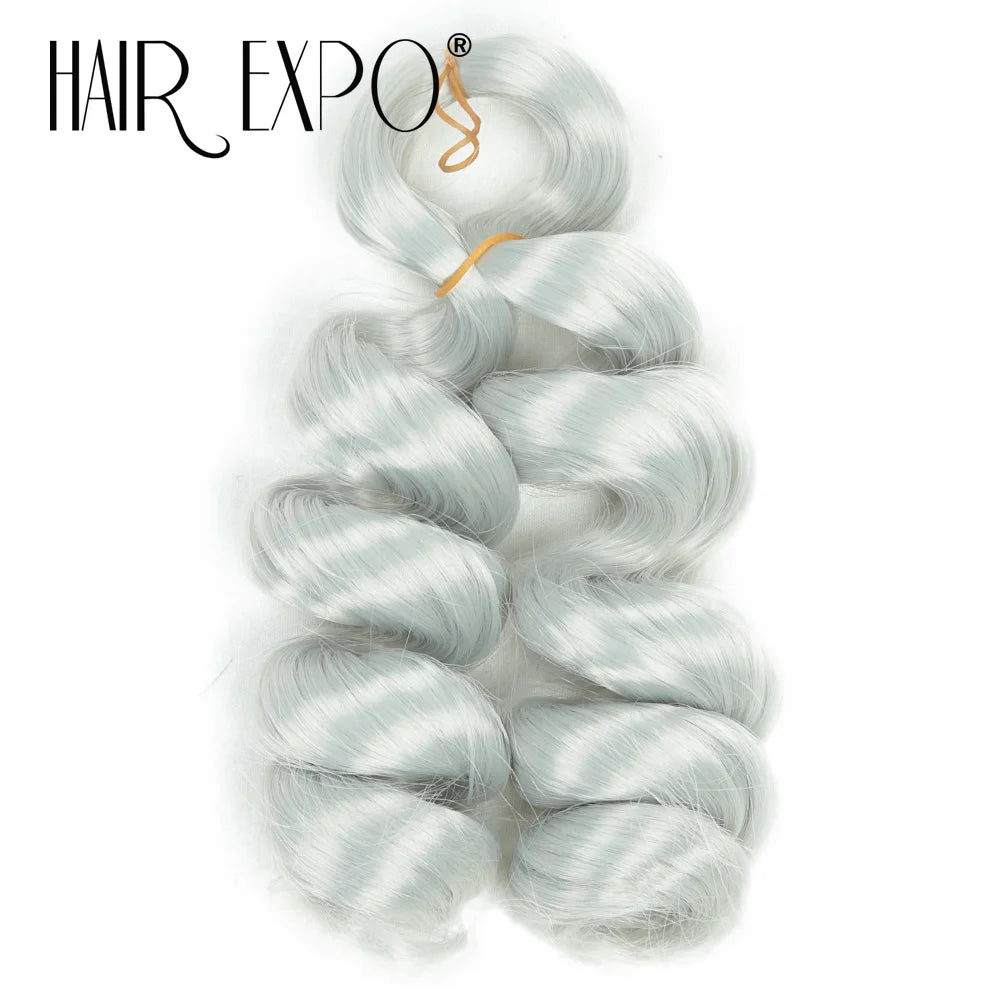 3PCS French Curls Braiding Hair Extensions Synthetic Loose Deep Wave Crochet Braids Pre Stretched Spiral Curly Hair for Women