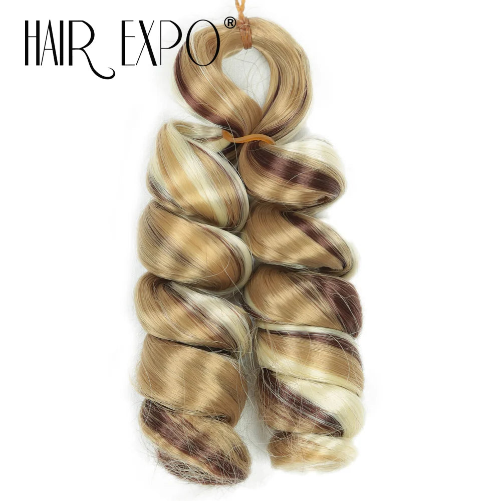 3PCS French Curls Braiding Hair Extensions Synthetic Loose Deep Wave Crochet Braids Pre Stretched Spiral Curly Hair for Women