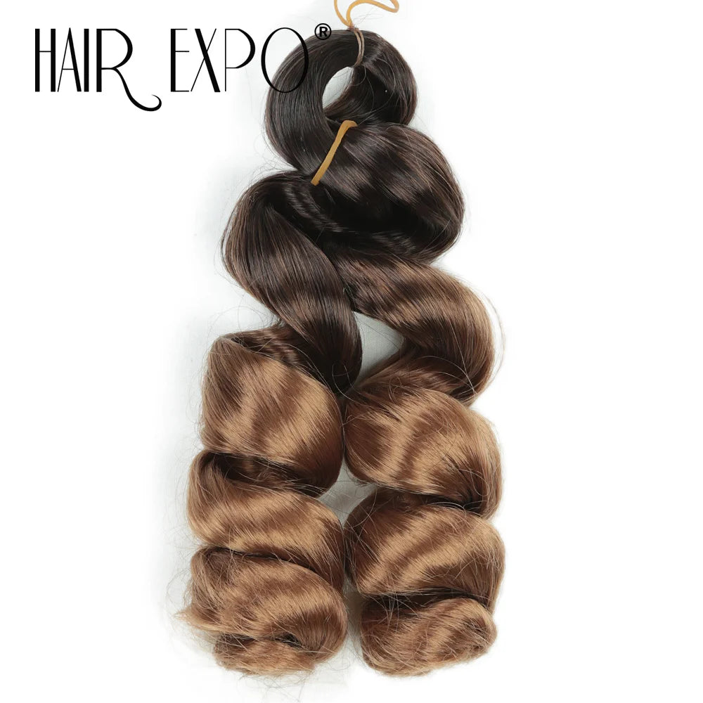 3PCS French Curls Braiding Hair Extensions Synthetic Loose Deep Wave Crochet Braids Pre Stretched Spiral Curly Hair for Women