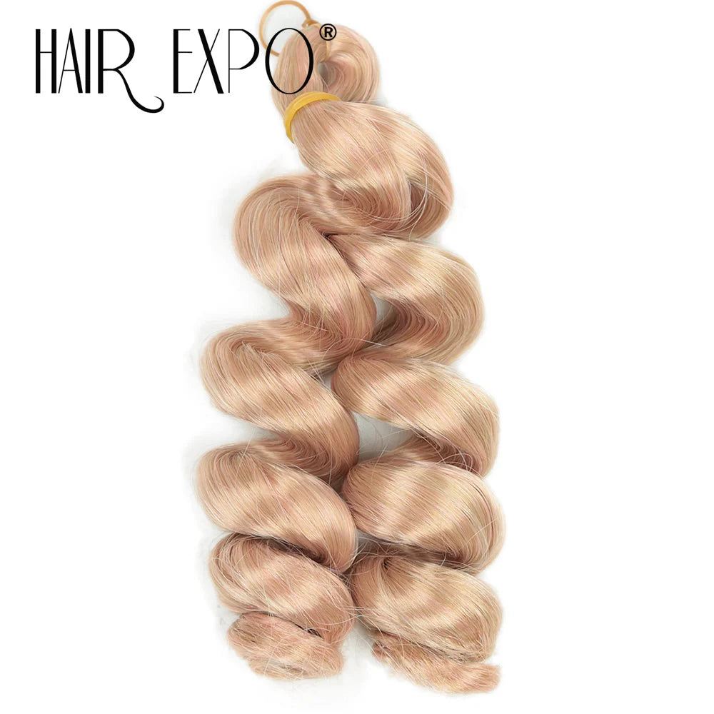 3PCS French Curls Braiding Hair Extensions Synthetic Loose Deep Wave Crochet Braids Pre Stretched Spiral Curly Hair for Women