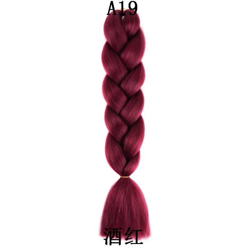 Synthetic 1Pcs 24inch 100g Braiding Hair Box Braids Colorful Twist Braiding Hair Extensions Synthetic Crochet Braiding