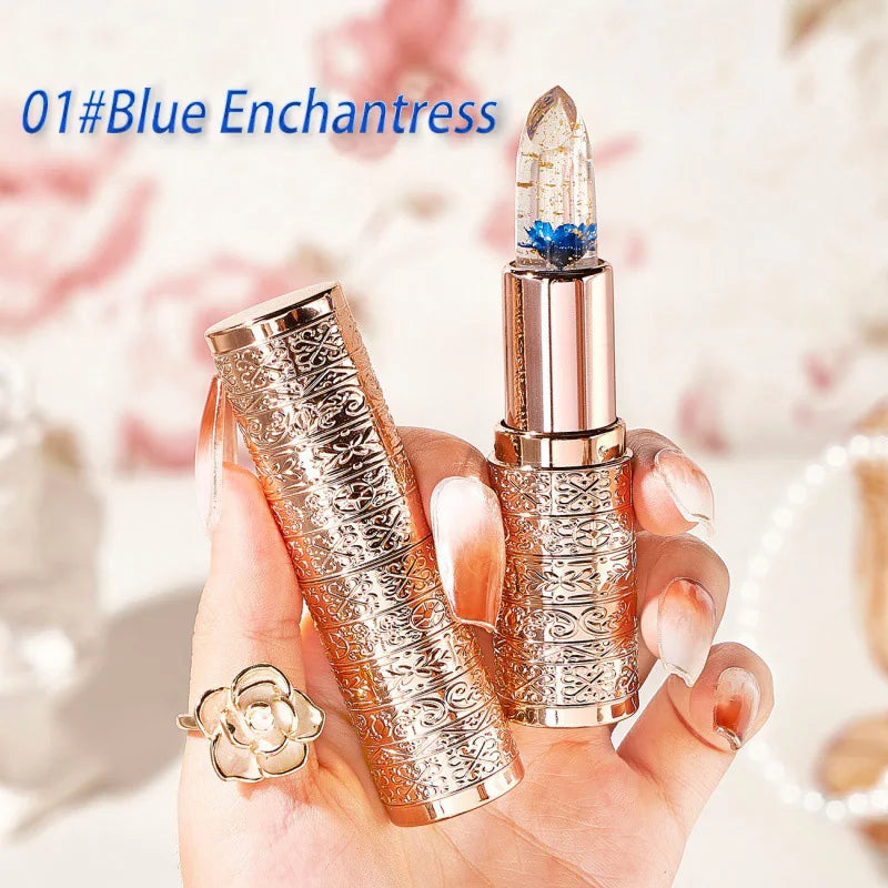 Temperature Color Changing Women Flower Lipstick Moisturizing Crystal Jelly Pearlescent Lip Balm Cosmetic