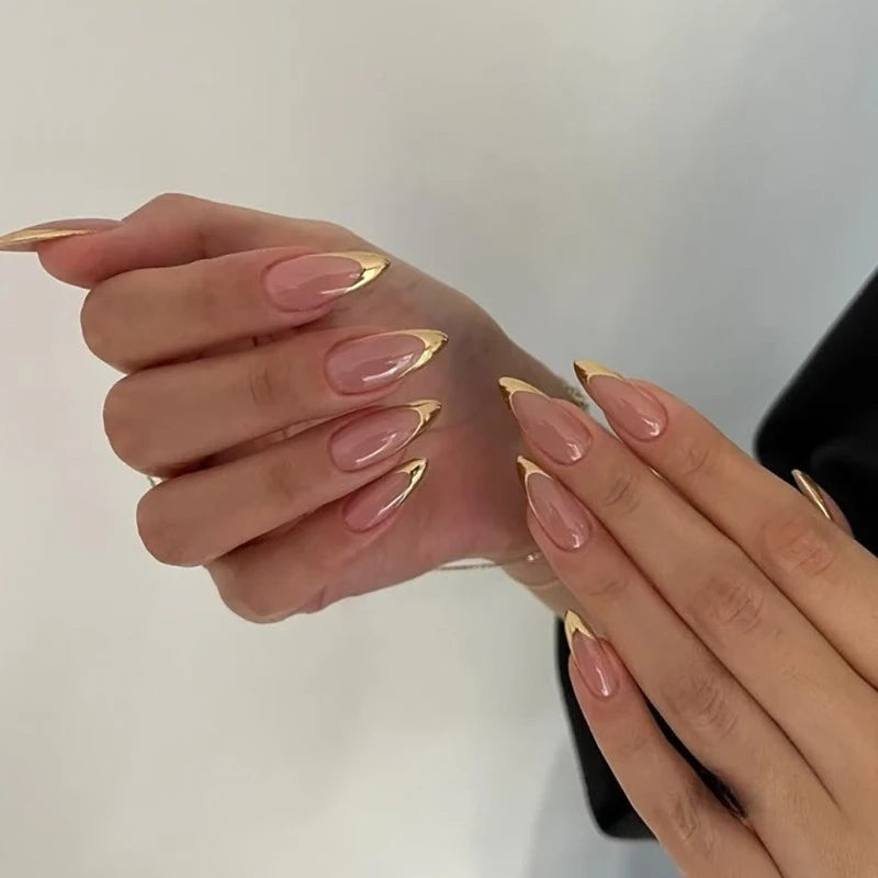 24Pcs Short Oval Head Blush Pink Press on Nails Almond Nails Wearable Acrylic Full Cover Nail Tips with Glue (38 Options)