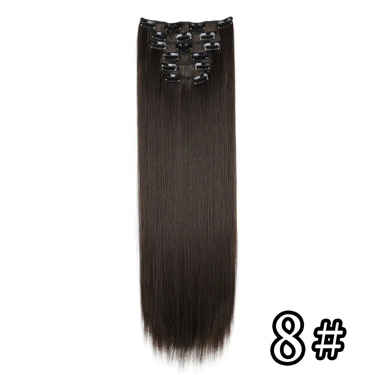 Hair Extensions 24"/60cm 6pcs/set Women Long Straight Synthetic Full Head Clip 16 Clips Black, Blonde, Ombre Heat Resistant Fiber Hair