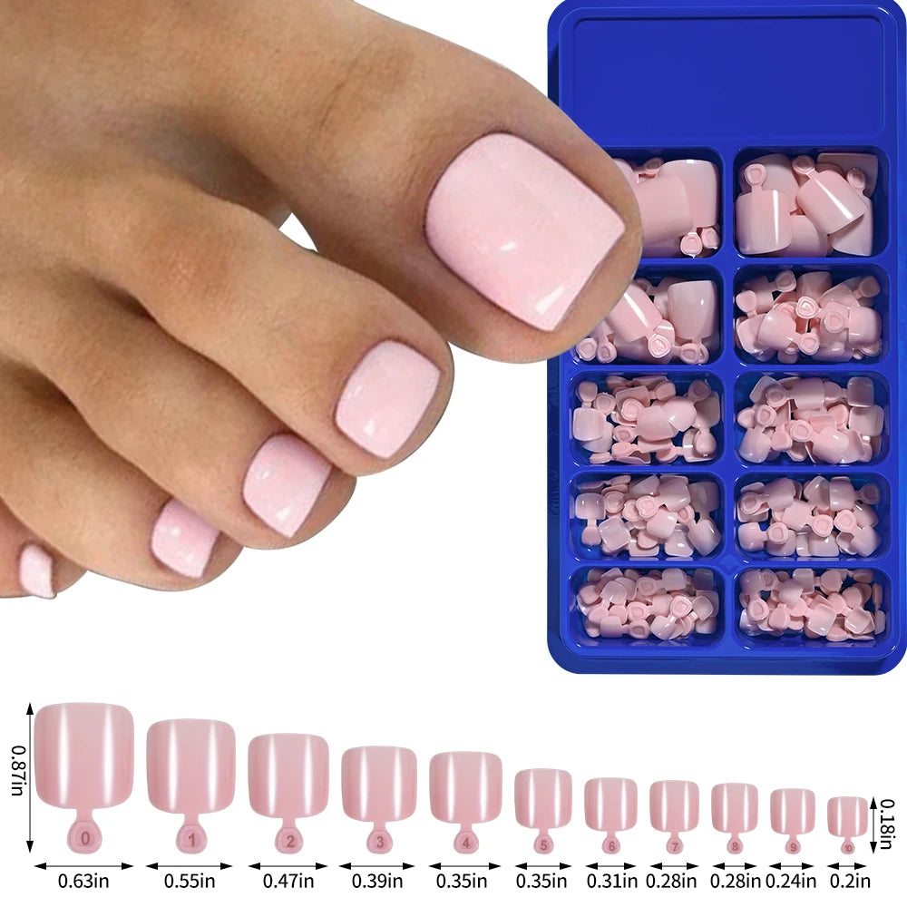 100Pcs White Short Square False Toenails Press On Full Cover Tips Pure Color Acrylic Artificial (13 Options)
