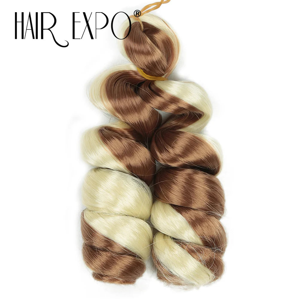 3PCS French Curls Braiding Hair Extensions Synthetic Loose Deep Wave Crochet Braids Pre Stretched Spiral Curly Hair for Women