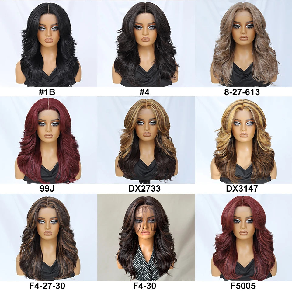 Synthetic Body Wave Lace Front Wig Hair Layered Baby Hair Bob Wig Synthetic Hair Wig 18" Cosplay Wig