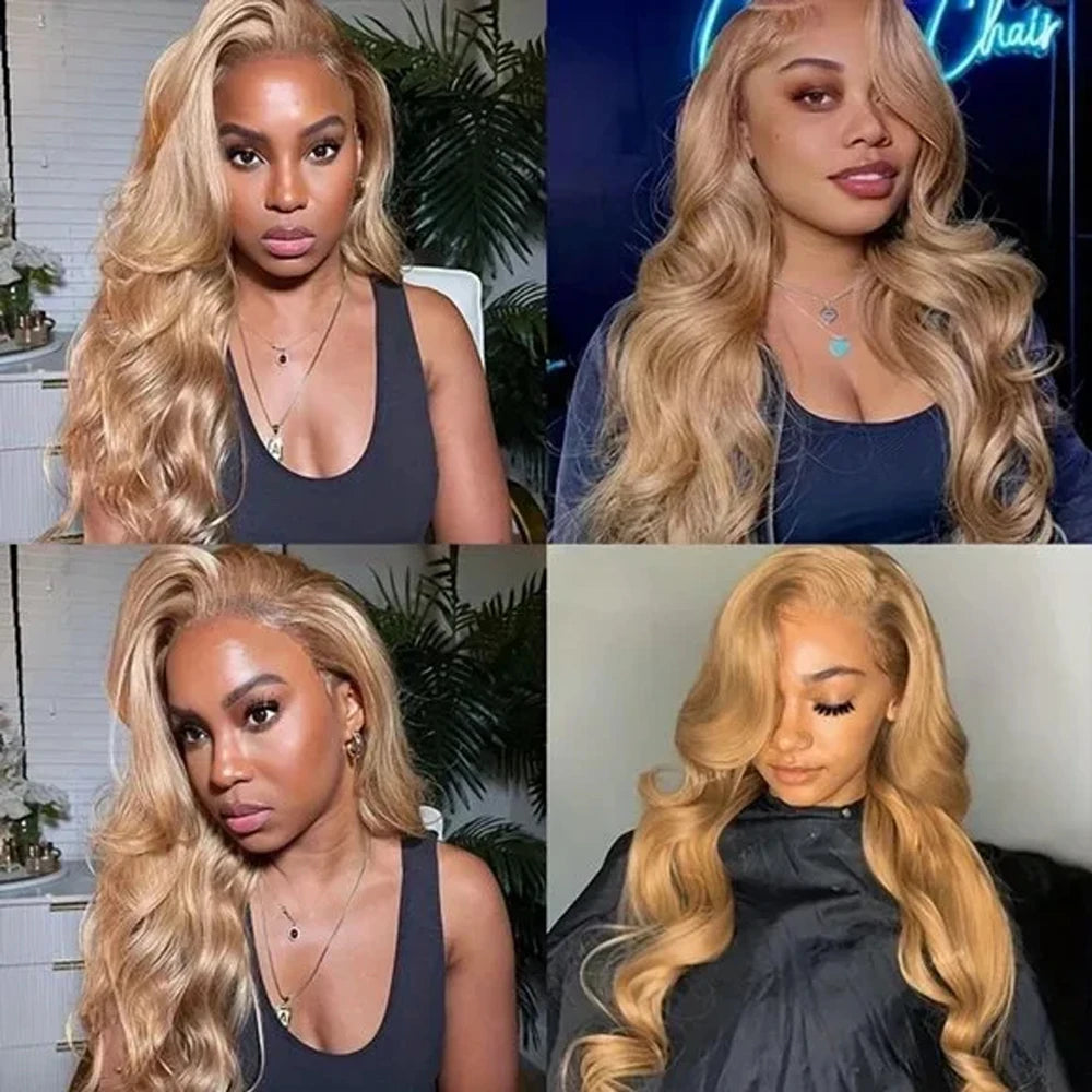 Honey Blonde 13x6 HD Lace Front Wig Synthetic Body Wave Lace Frontal Wigs Pre Plucked 30# Honey Blonde Wig