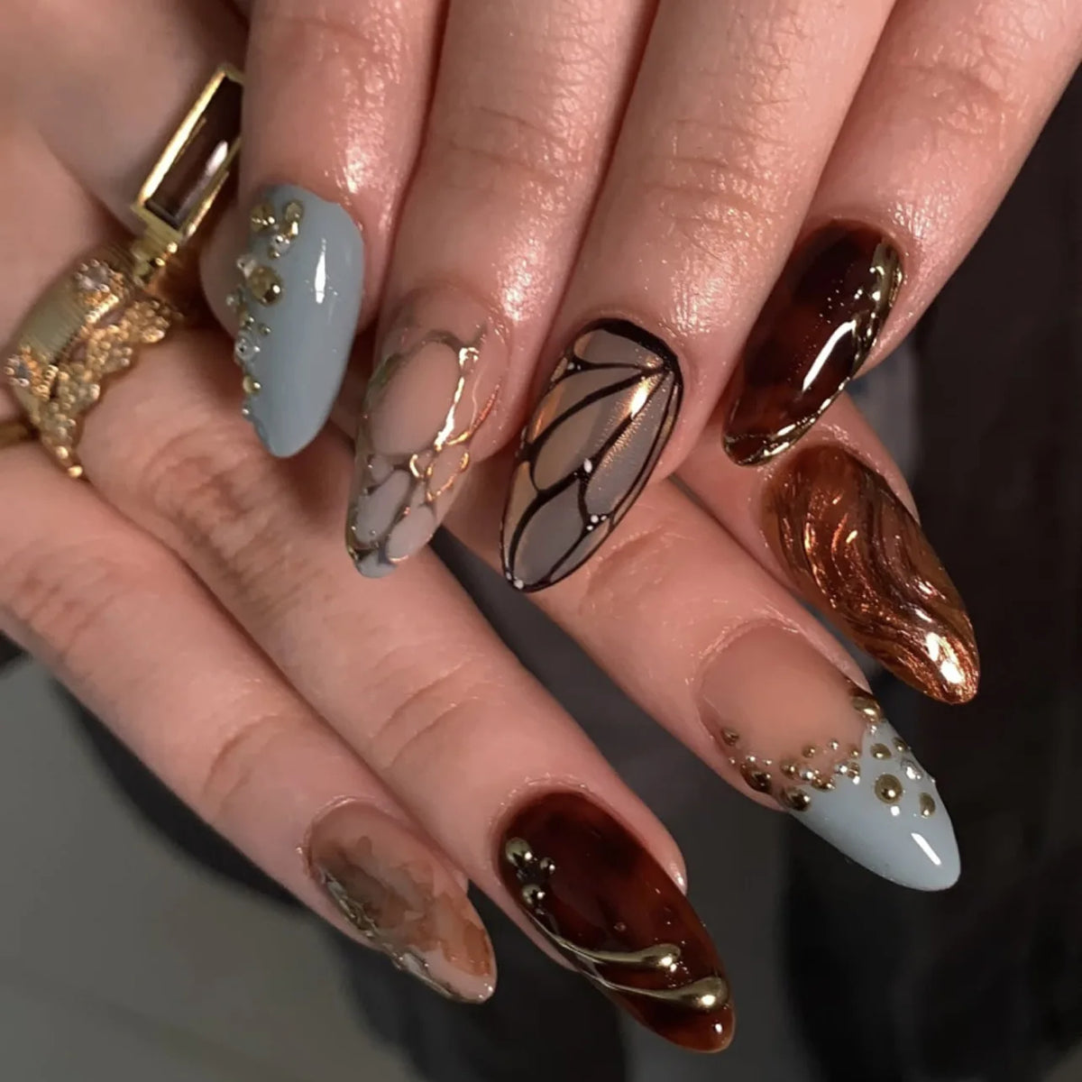 24pcs Glitter Cat Eye Fake Nails & More (25 Options) (C)