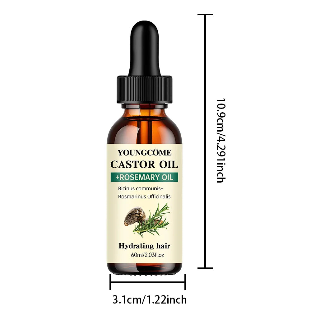 Castor Oil and Rosemary Oil for Hair Growth Mix Enhances hair thickness and Shine, Reduce Hair Loss and Split Ends Hair Care Oil