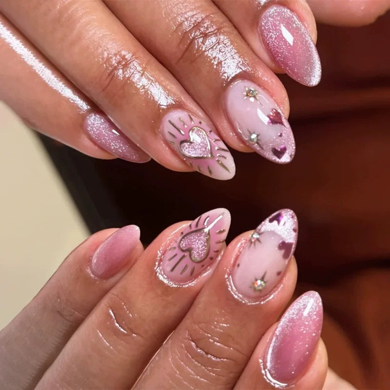 3D Acrylic False Nails Almond Medium Press on Fake Nails & More (37 Options)