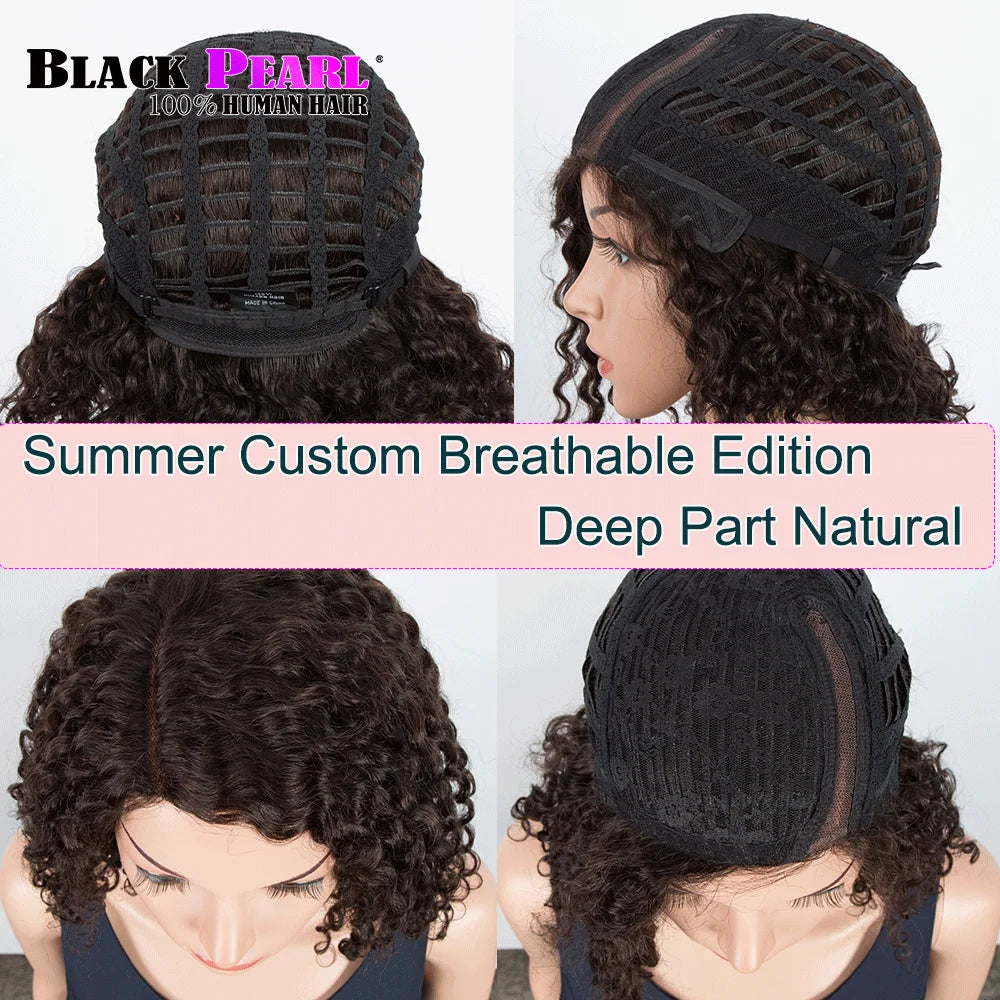 Short Bob HD Lace Front Wig Glueless 100% Human Hair T Part Wig Curly Water Wave Pre Plucked Hairline With Baby Hair Bleached Kn
