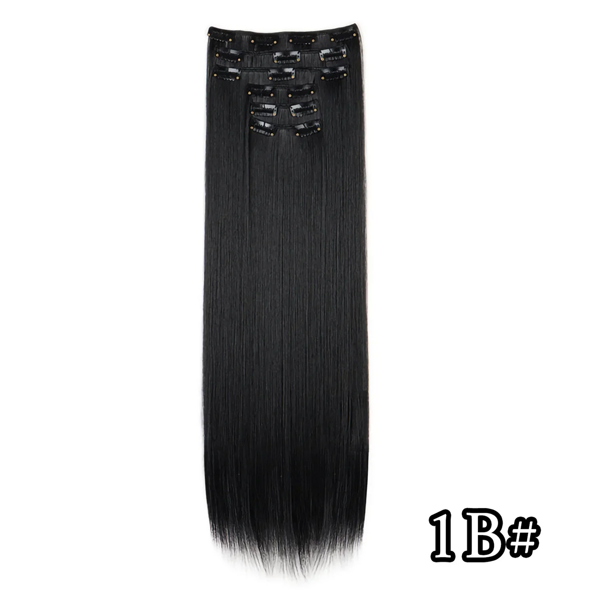 Hair Extensions 24"/60cm 6pcs/set Women Long Straight Synthetic Full Head Clip 16 Clips Black, Blonde, Ombre Heat Resistant Fiber Hair