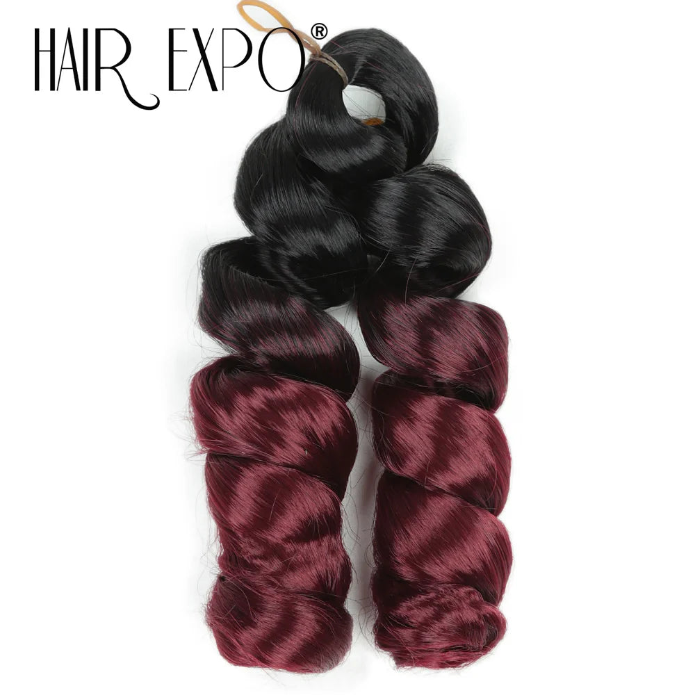 3PCS French Curls Braiding Hair Extensions Synthetic Loose Deep Wave Crochet Braids Pre Stretched Spiral Curly Hair for Women