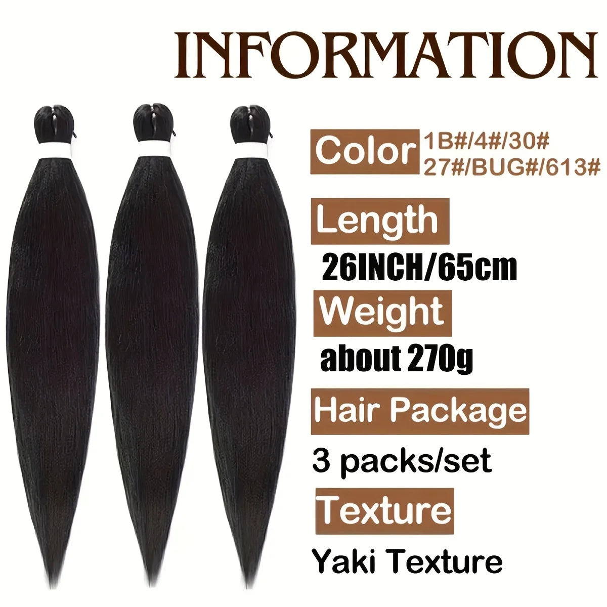 Pre Stretched Synthetic Braiding Hair 3Pcs for Professional Braiding Hair Extensions  Crochet Braid