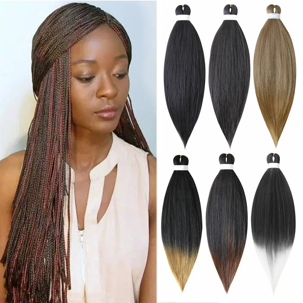 Synthetic Pre Stretched Braiding Hair Light Pink Braiding Hair Yaki Texture Hot Water Setting Professional Braids Hair 24 Inches