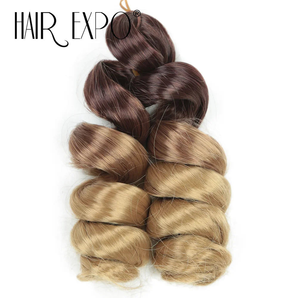 3PCS French Curls Braiding Hair Extensions Synthetic Loose Deep Wave Crochet Braids Pre Stretched Spiral Curly Hair for Women