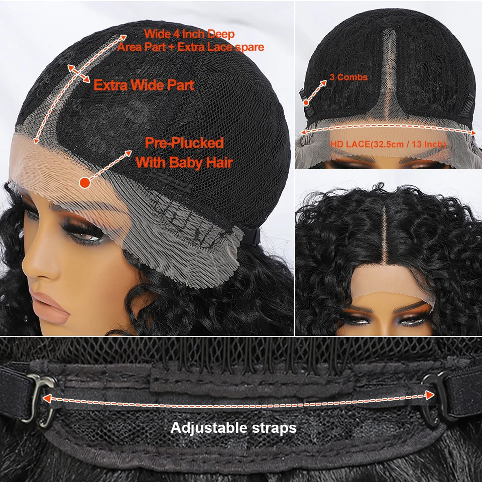 16" Kinky Curly Synthetic Lace Front Wig Black Blonde Ginger Purple Heat Resistant Wig Natural Hair Style