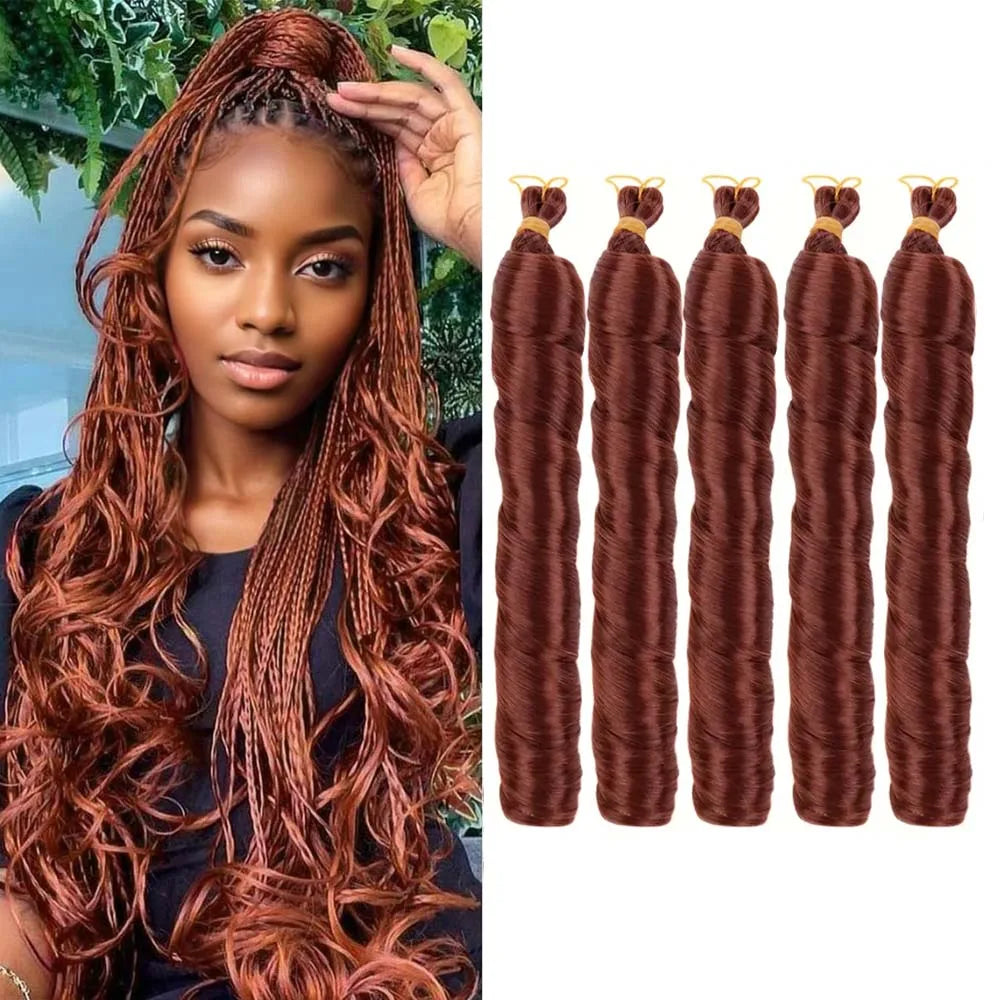 3 & 5 Packs 24Inch Synthetic French Curls Crochet Hair Pre-Stretched Loose Wave Braiding Hair Ombre Loose Curly Braid
