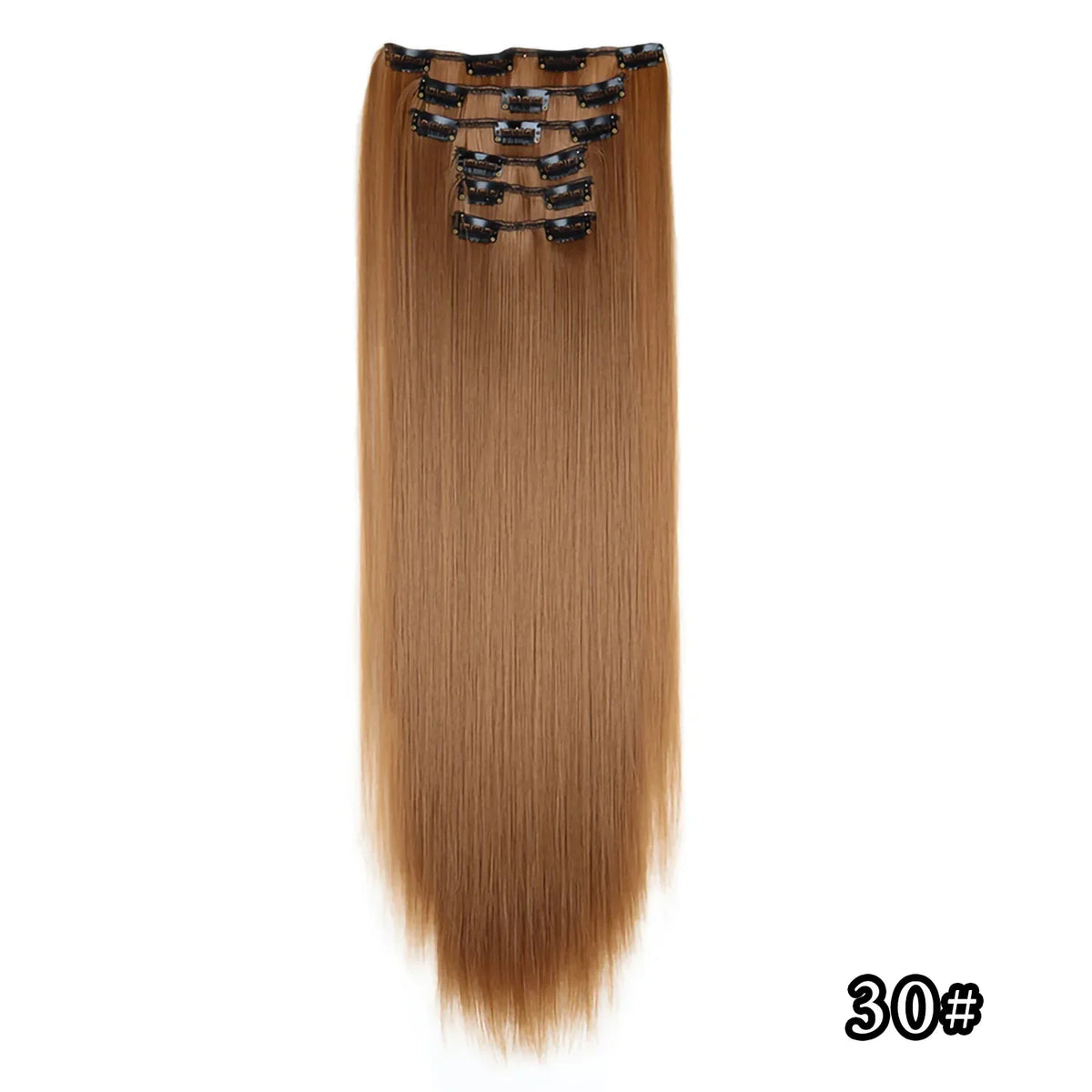 Hair Extensions 24"/60cm 6pcs/set Women Long Straight Synthetic Full Head Clip 16 Clips Black, Blonde, Ombre Heat Resistant Fiber Hair