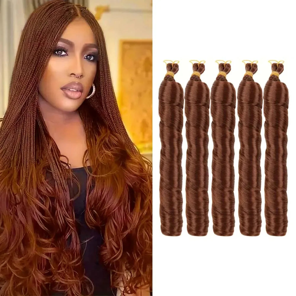 3 & 5 Packs 24Inch Synthetic French Curls Crochet Hair Pre-Stretched Loose Wave Braiding Hair Ombre Loose Curly Braid