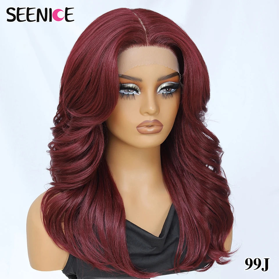 Synthetic Body Wave Lace Front Wig Hair Layered Baby Hair Bob Wig Synthetic Hair Wig 18" Cosplay Wig