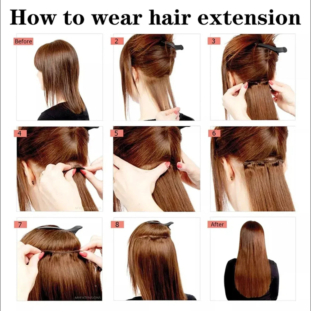 Hair Extensions 24"/60cm 6pcs/set Women Long Straight Synthetic Full Head Clip 16 Clips Black, Blonde, Ombre Heat Resistant Fiber Hair