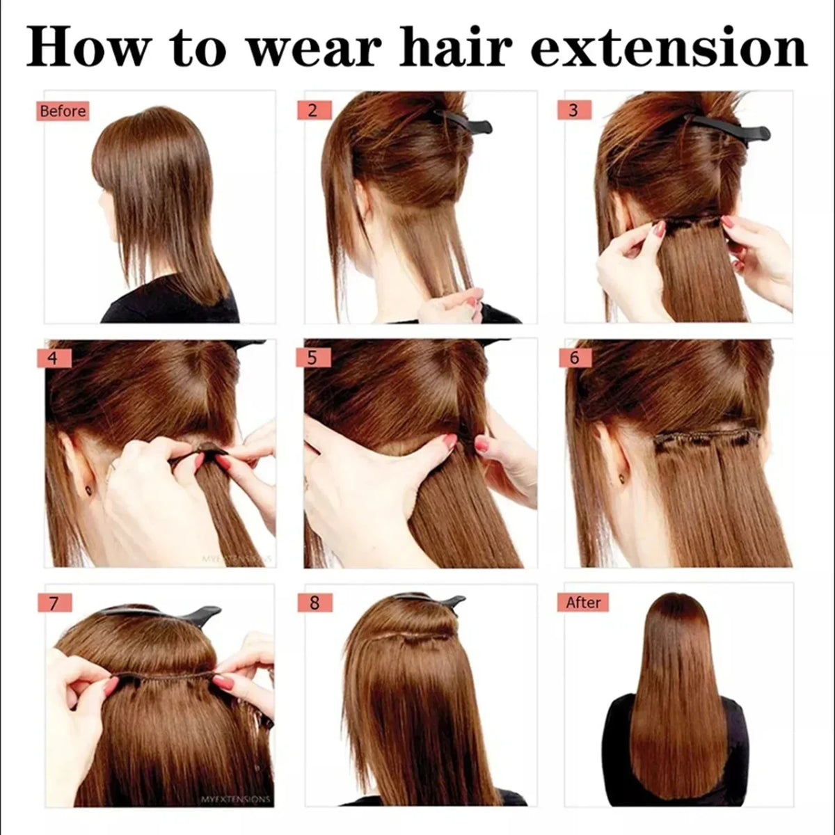 Hair Extensions 24"/60cm 6pcs/set Women Long Straight Synthetic Full Head Clip 16 Clips Black, Blonde, Ombre Heat Resistant Fiber Hair