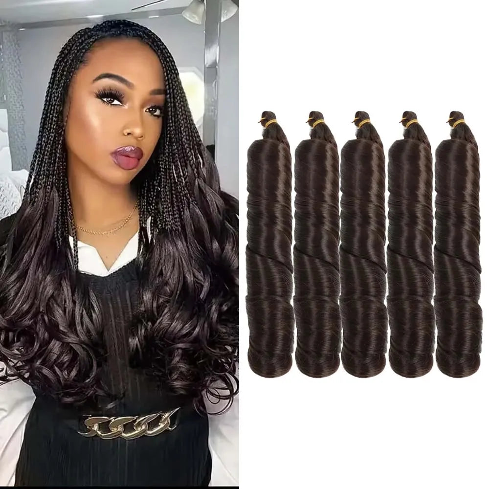 3 & 5 Packs 24Inch Synthetic French Curls Crochet Hair Pre-Stretched Loose Wave Braiding Hair Ombre Loose Curly Braid