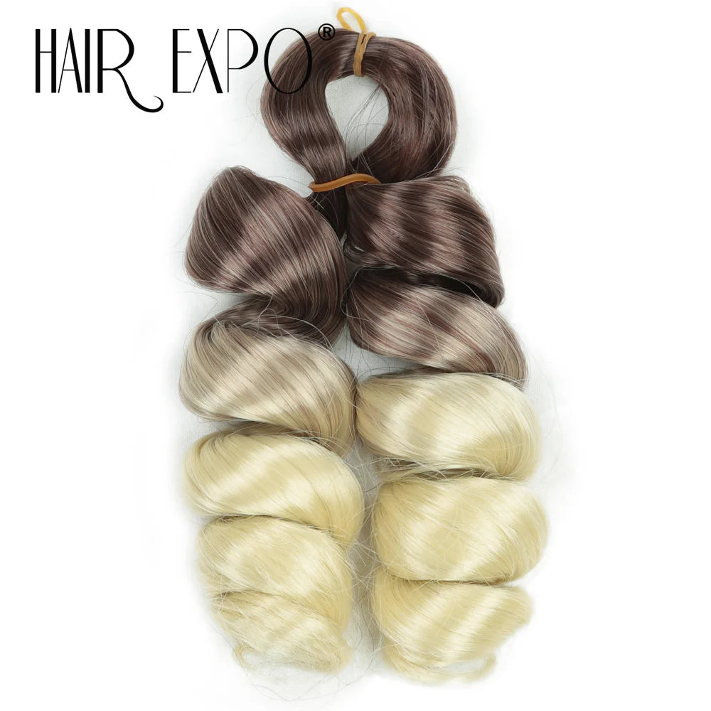 3PCS French Curls Braiding Hair Extensions Synthetic Loose Deep Wave Crochet Braids Pre Stretched Spiral Curly Hair for Women