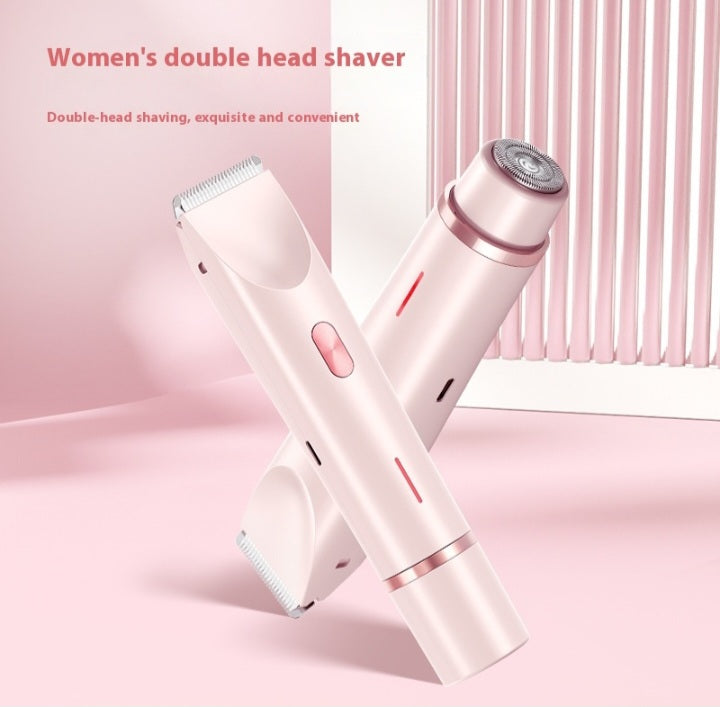 2 In 1 Hair Remover Women's Double Head Shaver Private Pubic Hair Trimmer Electric Razor Wet Dry Electric Body Hair