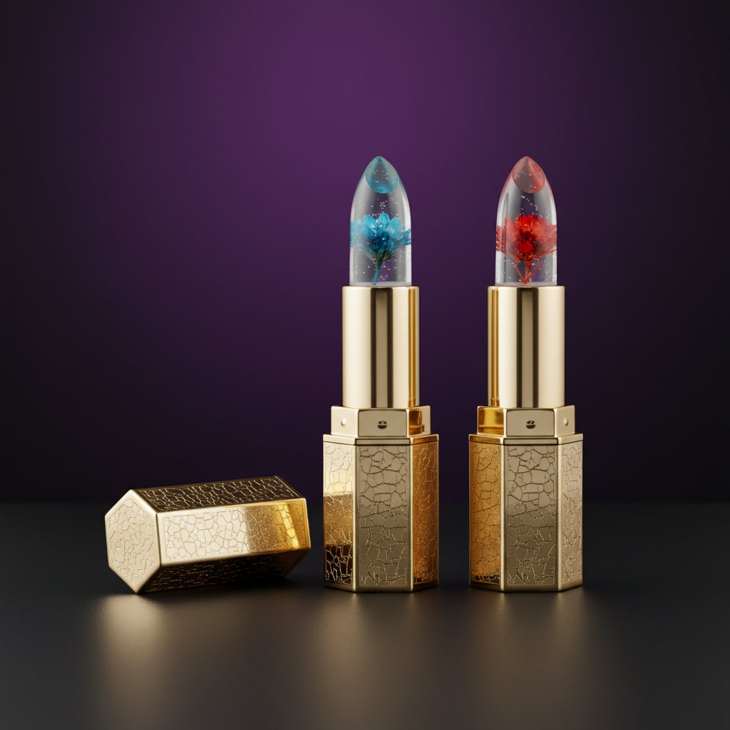 Temperature Color Changing Women Flower Lipstick Moisturizing Crystal Jelly Pearlescent Lip Balm Cosmetic