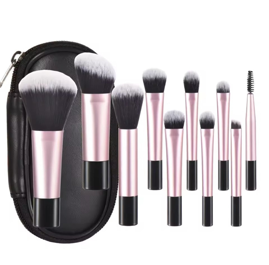 10 pcs Mini Makeup Brush Travel Set Portable Puff Brush Professional Makeup tool set