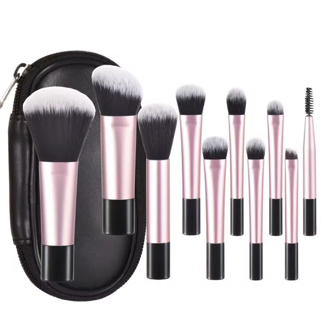 10 pcs Mini Makeup Brush Travel Set Portable Puff Brush Professional Makeup tool set